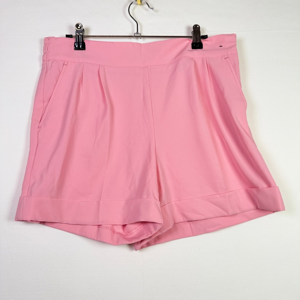 NEW YORK & COMPANY Pink Pleated Elastic Back Cuffed Shorts 12